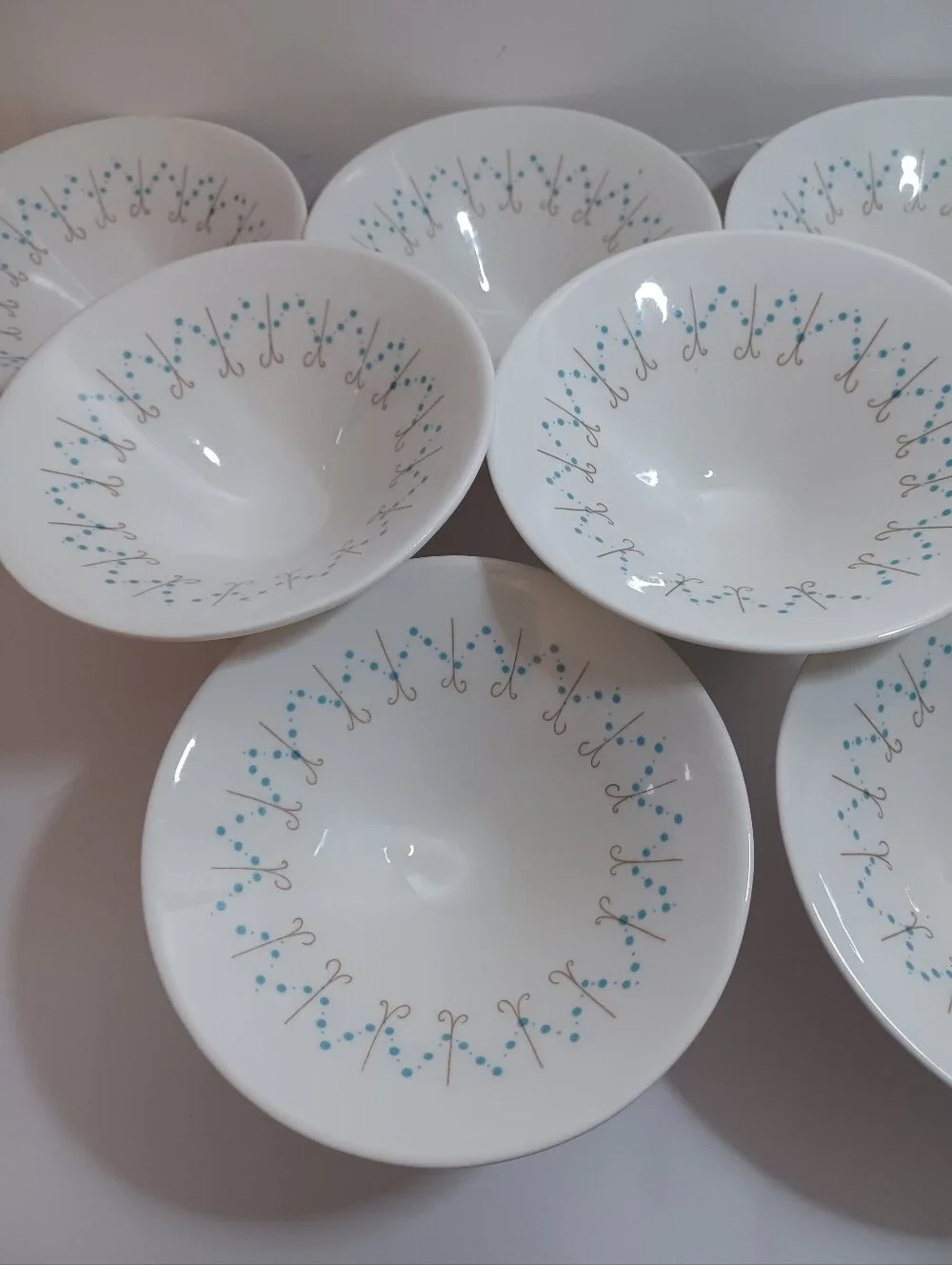 Impromptu Fine China 1950s Desert Bowls Atomic Pins And Beads Design Ben Seibel